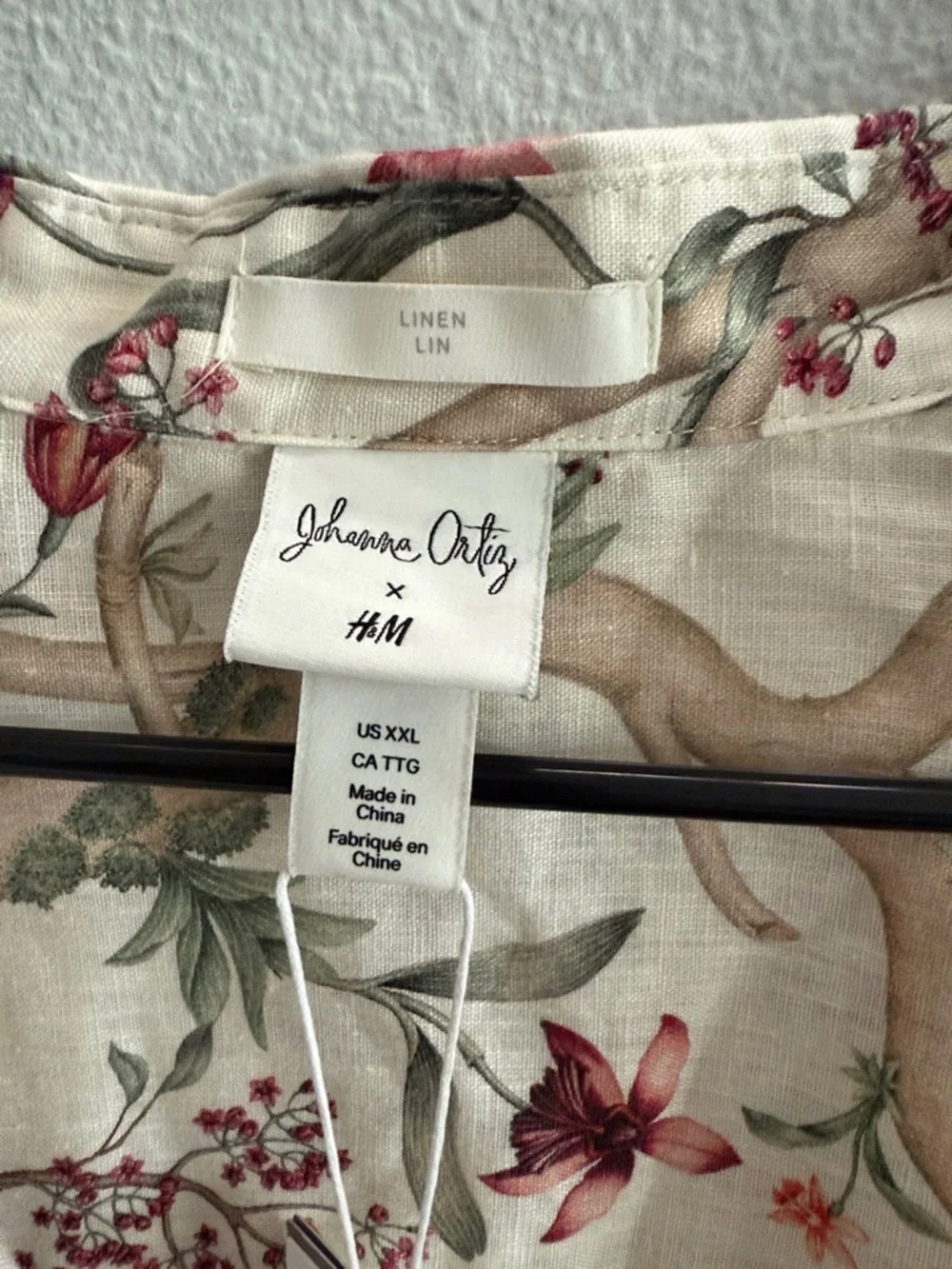 NWT Johanna Ortiz x H&M Linen Floral Shirt Dress Belted XXL - Picture 6 of 9